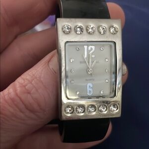Body Glove Silver and Black Smartwatch with Rectangular Face and Crystal Accents